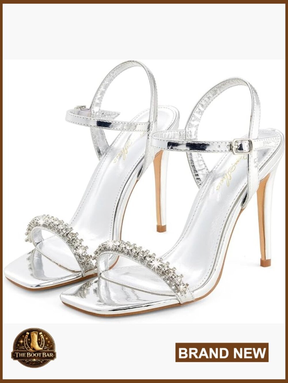 Women's Square Toe Strappy Stiletto Heels 4 Inch Open Toe Ankle Strap